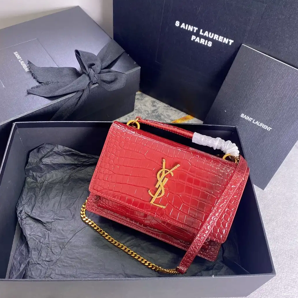 LEATHER IN YSL SUNSET SHINY CROCODILE-EMBOSSED 0523